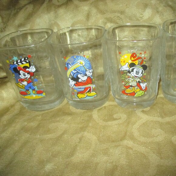 Walt Disney World 2000 Millennium Mickey Mouse Square Glasses McDonalds Lot Of 4 - Picture 2 of 3